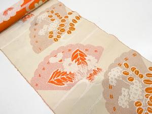 アンティーク　桧扇に花模様　八寸帯地反物